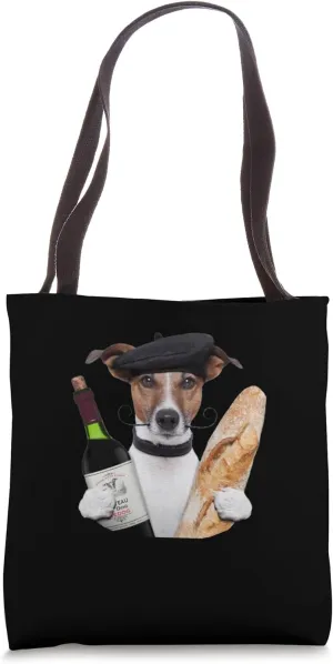 French Dog Holding A French Baguette And Wine Glass Gift Tote Bag