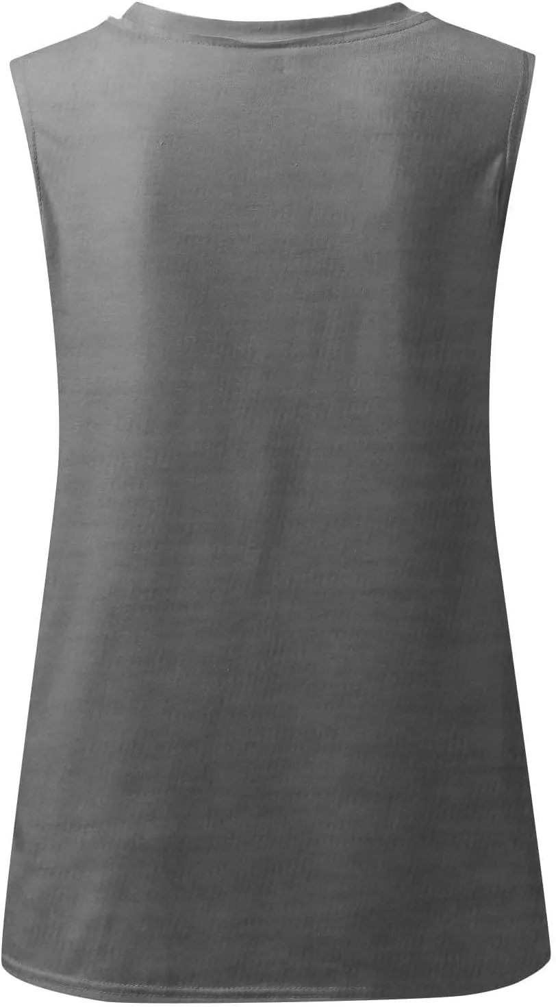 Fronage Women's Rhinestone Skull Tank Tops Loose Graphic V Neck Sleeveless Tee Shirt