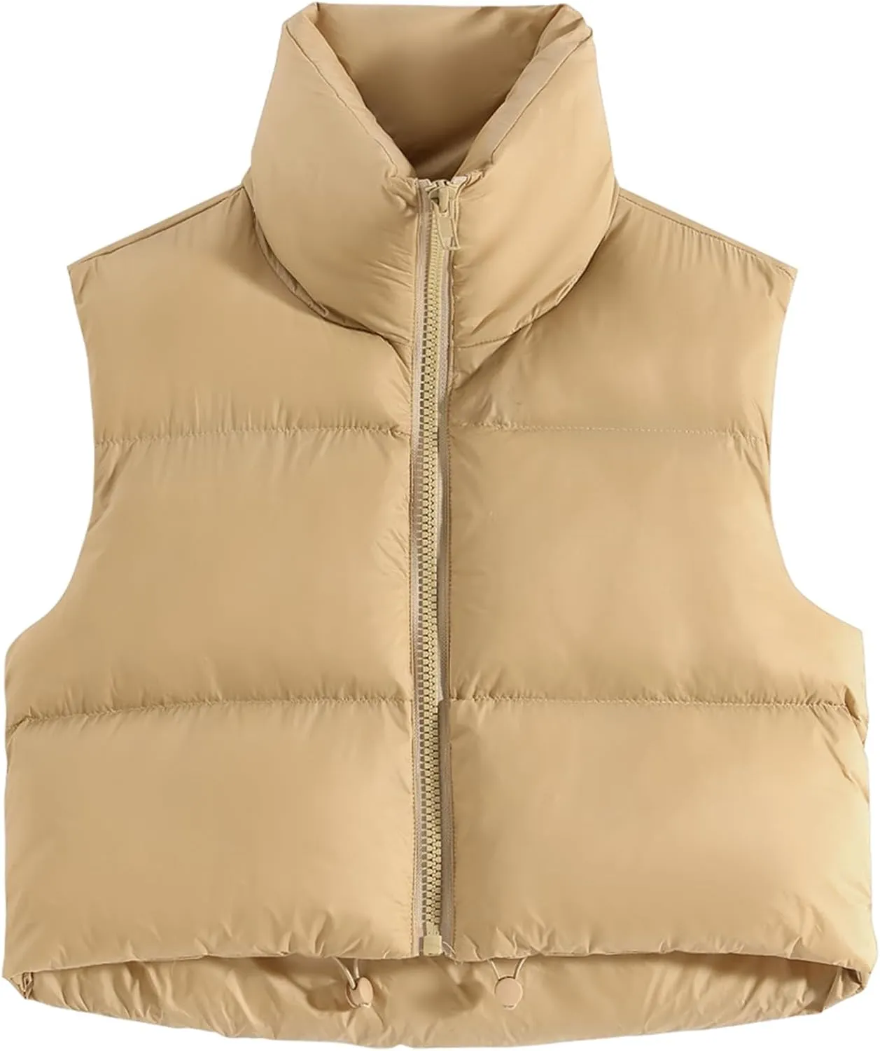 Fuinloth Women's Padded Vest, High Stand Collar Lightweight Zip Crop Puffer Gilet