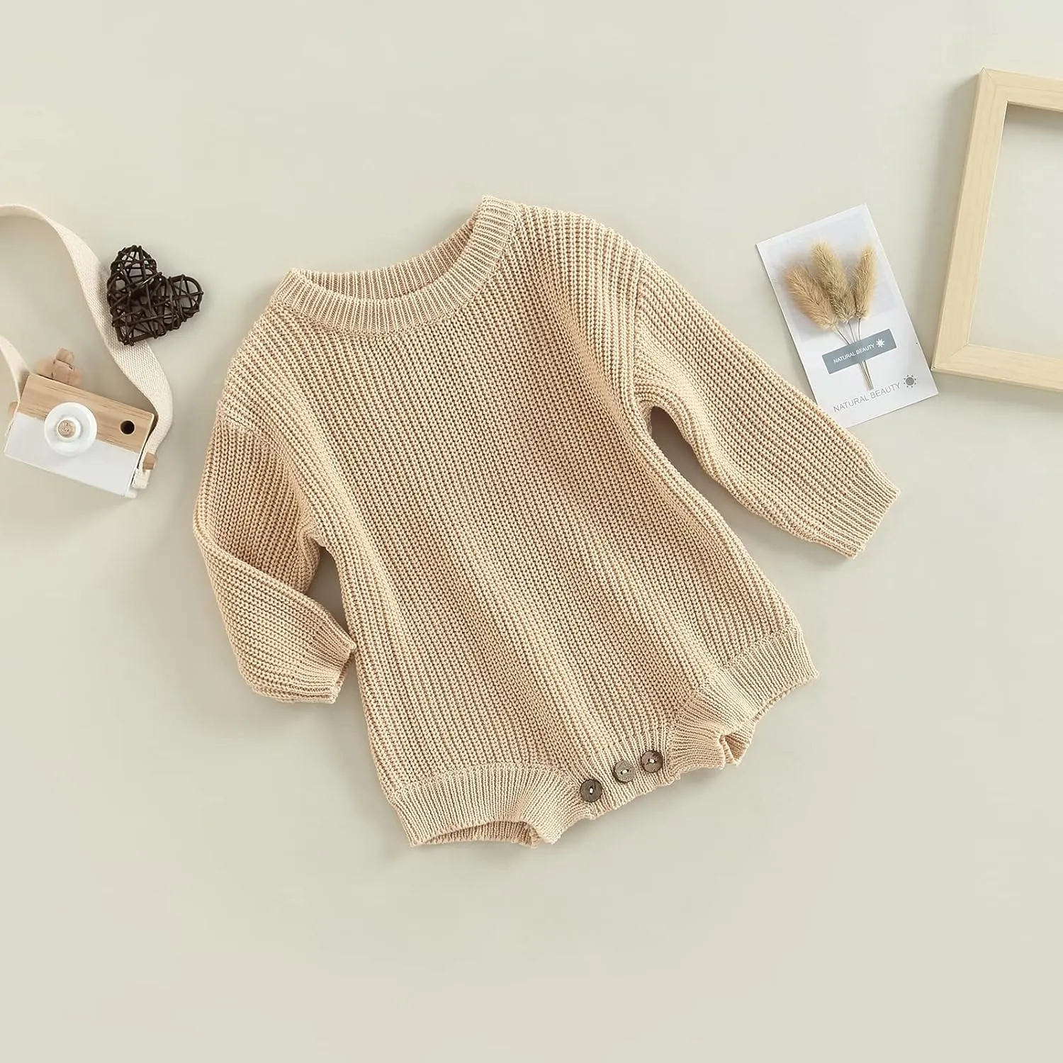 FYBITBO Baby Girl Boy Sweater Knit Oversized Pullover Sweatshirt Romper Onesie Warm Fall Winter Clothes Outfit Newborn