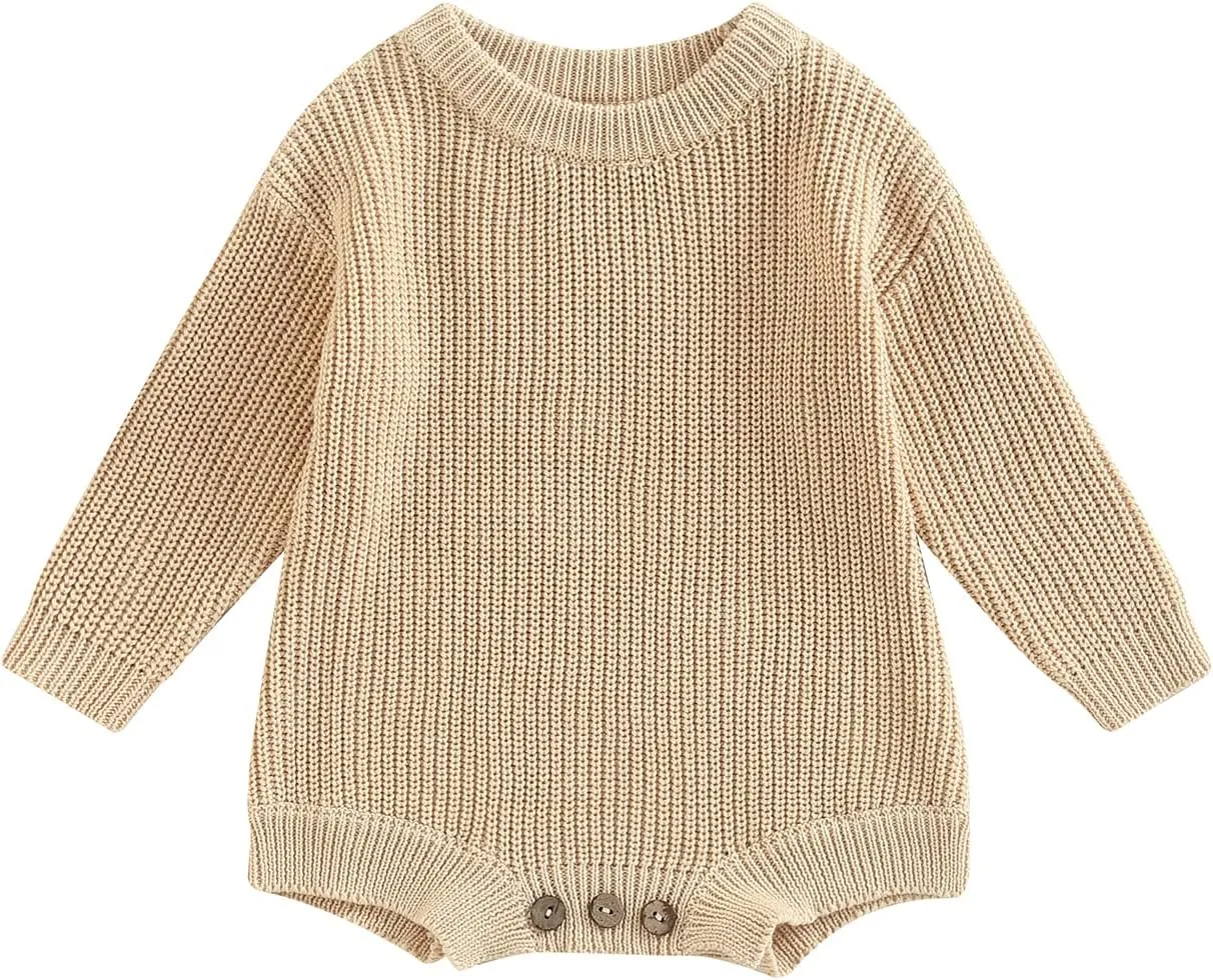 FYBITBO Baby Girl Boy Sweater Knit Oversized Pullover Sweatshirt Romper Onesie Warm Fall Winter Clothes Outfit Newborn