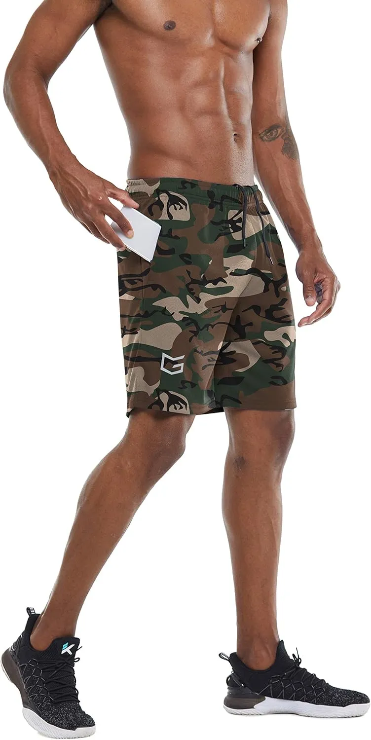 G Gradual Men's Workout Running Shorts Quick Dry Lightweight Gym Shorts with Zip Pockets