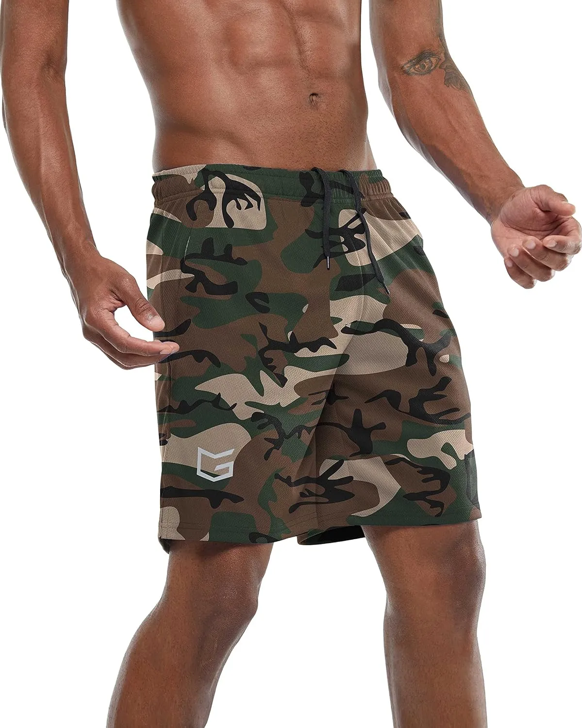 G Gradual Men's Workout Running Shorts Quick Dry Lightweight Gym Shorts with Zip Pockets