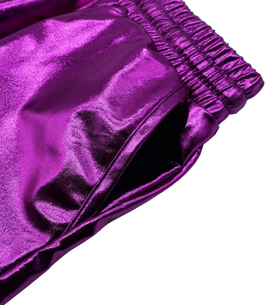 Girls Metallic Shorts Sparkly Hot Pants Kids Shiny Dance Costume Outfits Glitter Gymnastics Shorts