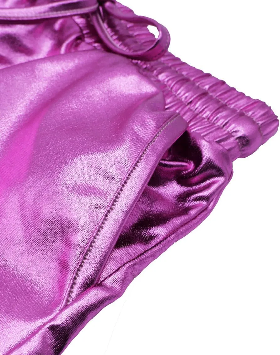 Girls Metallic Shorts Sparkly Hot Pants Kids Shiny Dance Costume Outfits Glitter Gymnastics Shorts