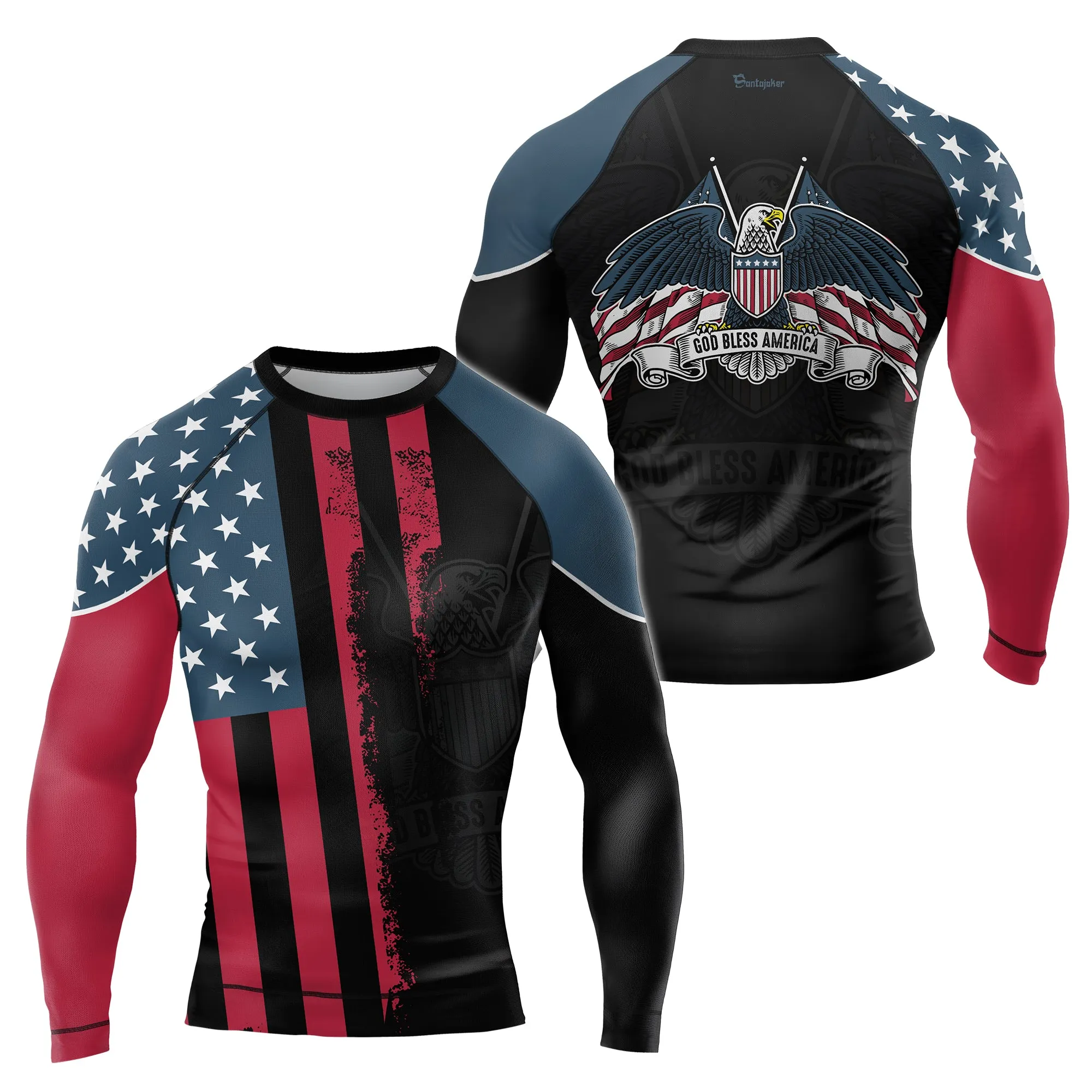 God Bless America Men's Long Sleeve Rash Guard