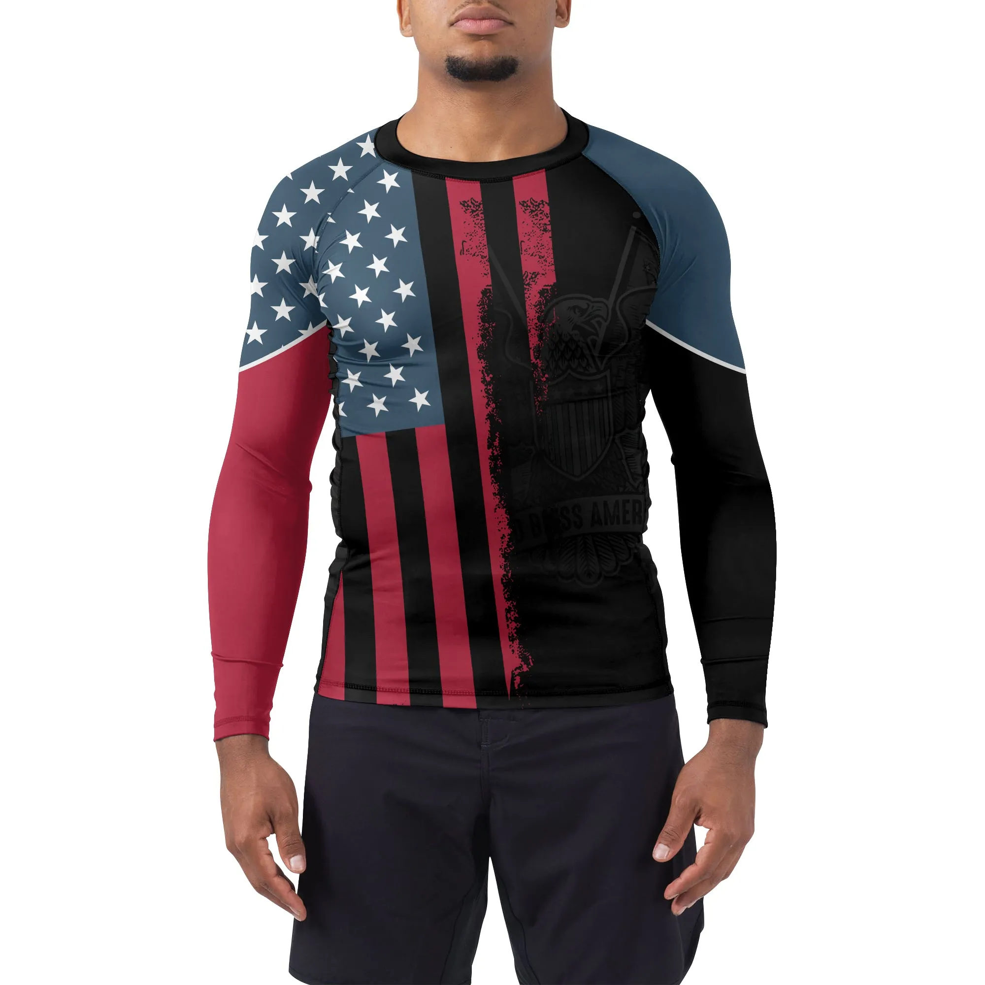 God Bless America Men's Long Sleeve Rash Guard