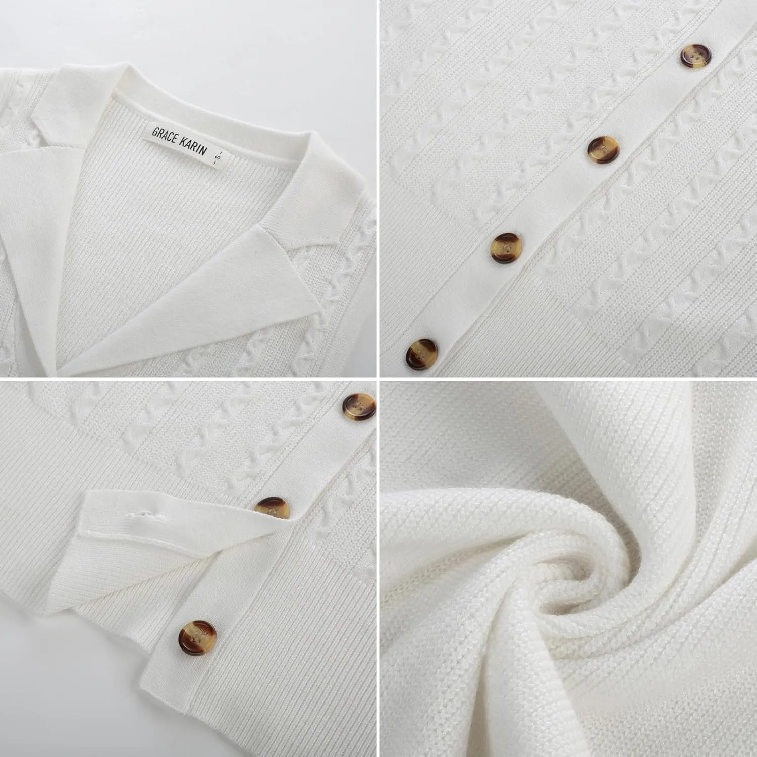 GRACE KARIN Sweater Vest Women Summer Sleeveless Knit Cardigans V Neck Collared Lightweight Button Down Sweaters Tops