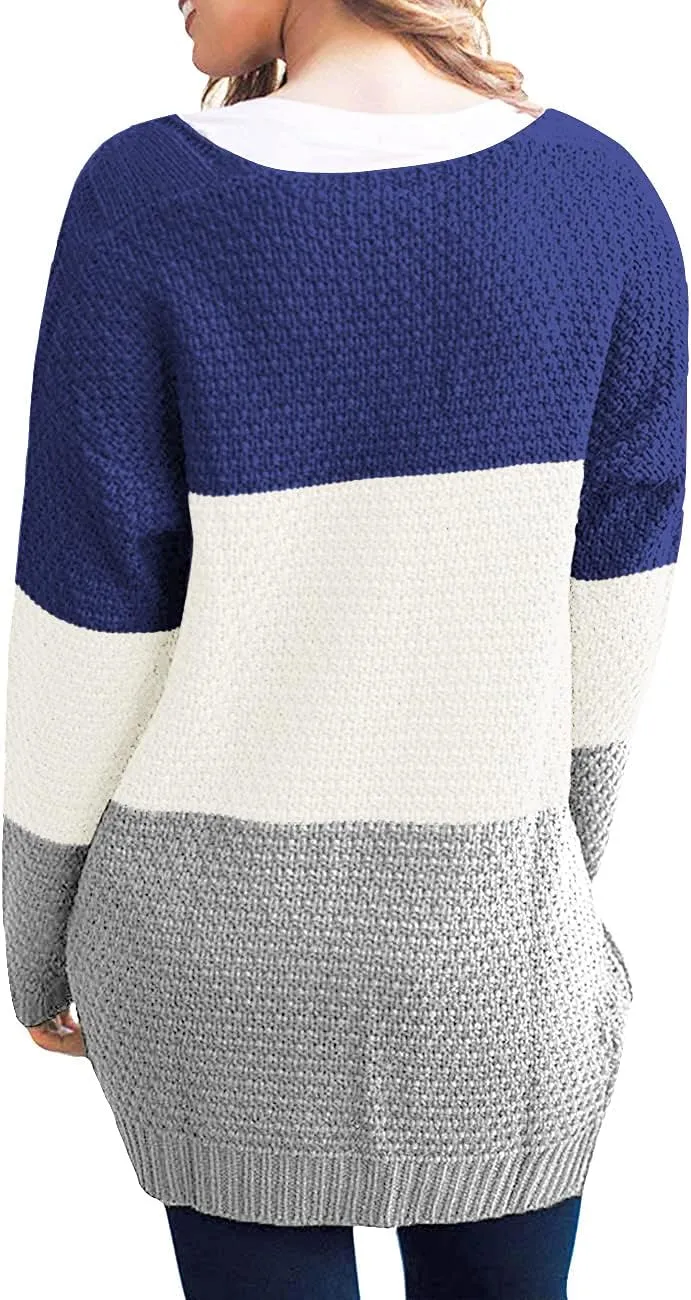 GRECERELLE Women's Loose Open Front Long Sleeve Chunky Knit Cable Cardigans Sweater with Pockets
