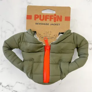 Green and Orange Puffin Beverage Jacket