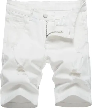 GUNLIRE Boy's Jean Shorts Stretch Ripped Distressed Slim Fit Fashion Denim Shorts with Pockets