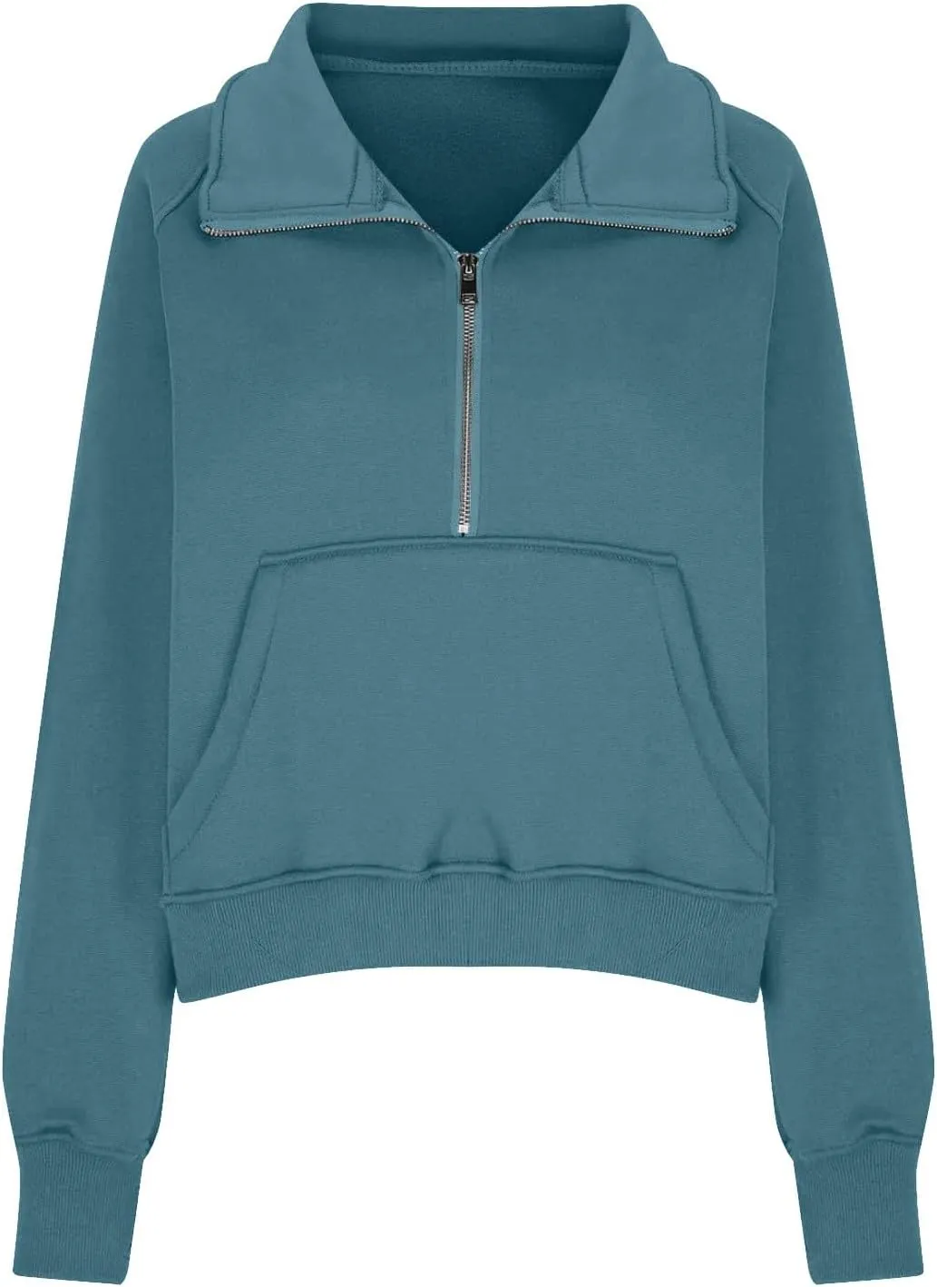 Half Zip Pullover Women Fall Fleece Oversized Sweatshirt Trendy 1/4 Zip Hoodie Y2k Cropped Sweater with Thumb Hole