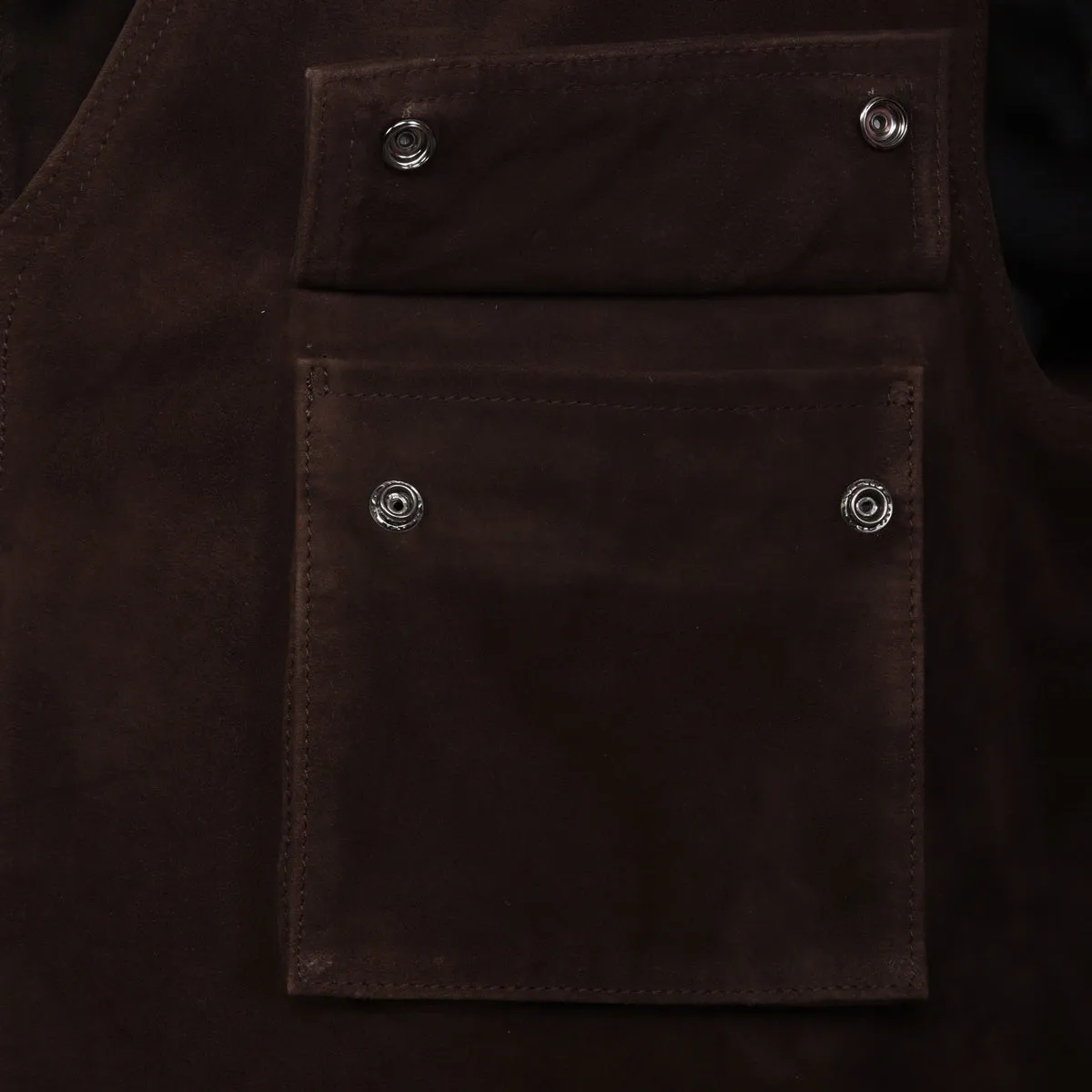 Handmade Elegant Dark Brown Suede Leather Multi-Pockets Vest