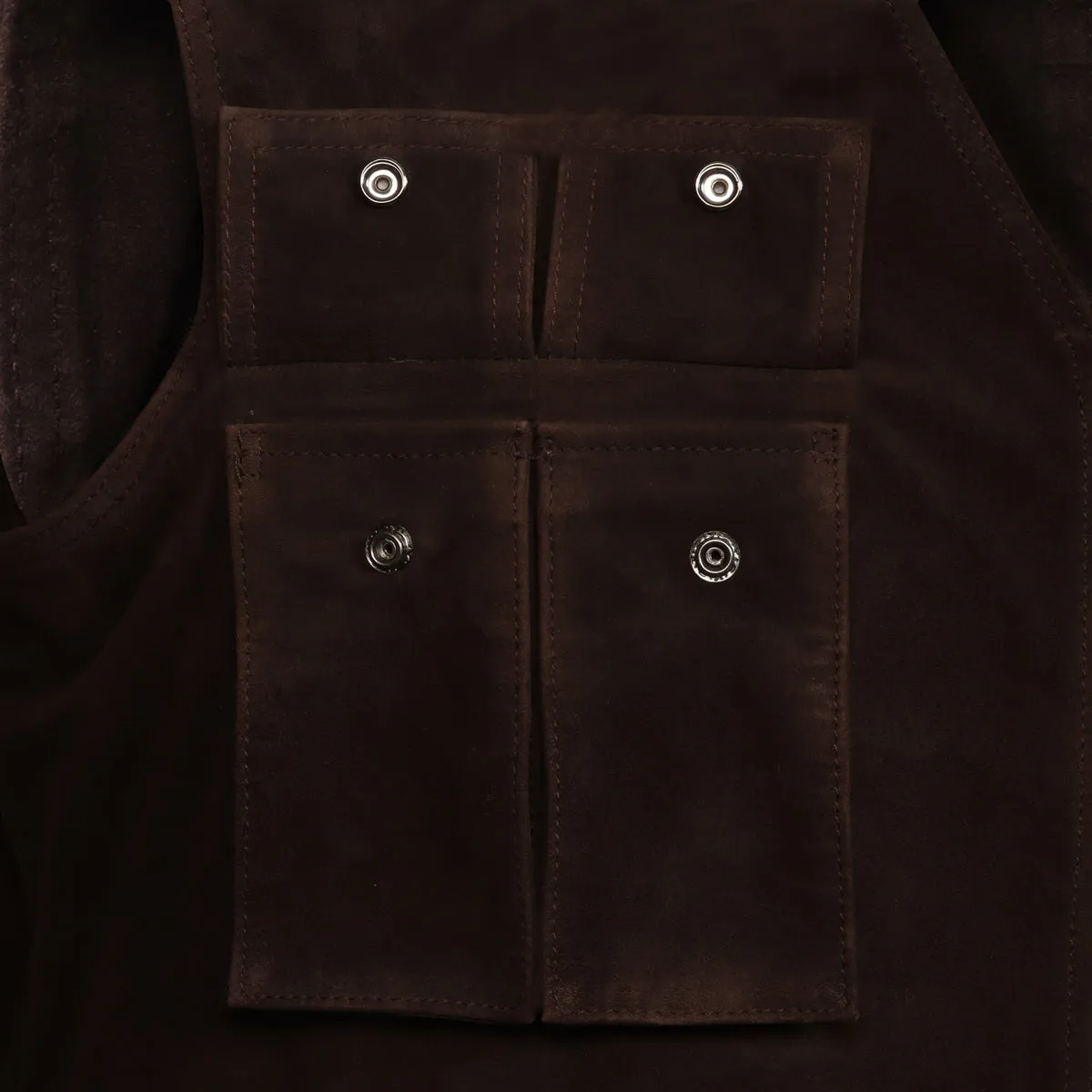 Handmade Elegant Dark Brown Suede Leather Multi-Pockets Vest