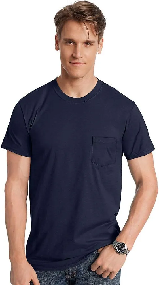Hanes Men's Nano Premium Cotton Pocket T-Shirt (Pack of 2)