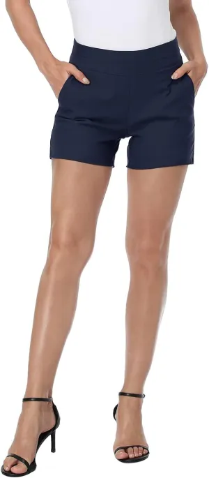 HDE Chino Shorts for Women 4" Inseam Elastic High Waisted Casual Summer Shorts