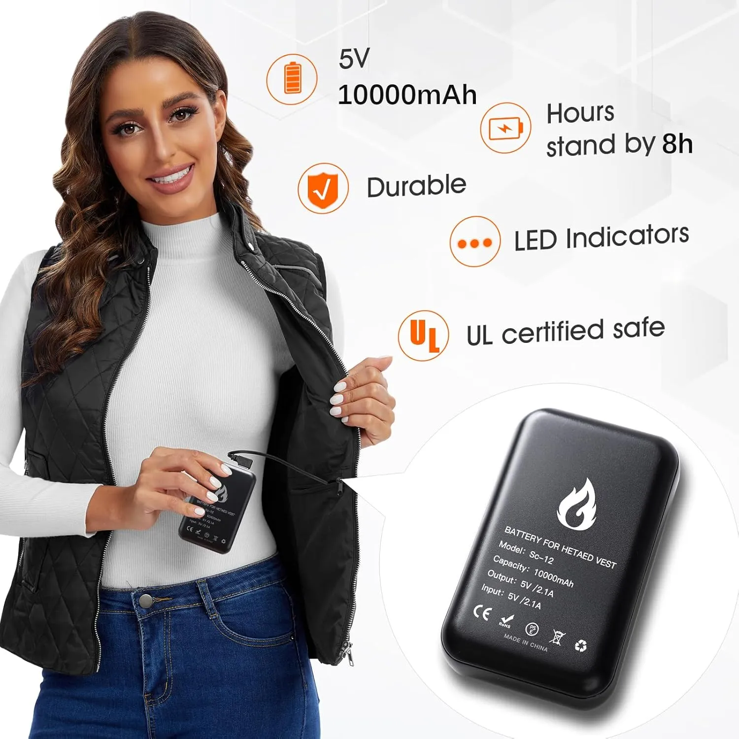 Heated Vest Women Rechargeable with Battery Pack included Slim fit Electric heated coatWomens Heated Vests