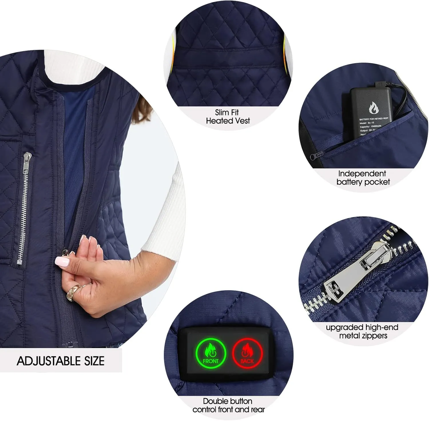 Heated Vest Women Rechargeable with Battery Pack included Slim fit Electric heated coatWomens Heated Vests