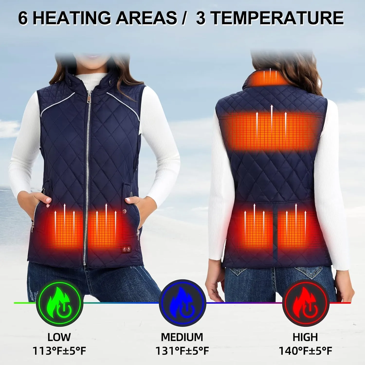 Heated Vest Women Rechargeable with Battery Pack included Slim fit Electric heated coatWomens Heated Vests