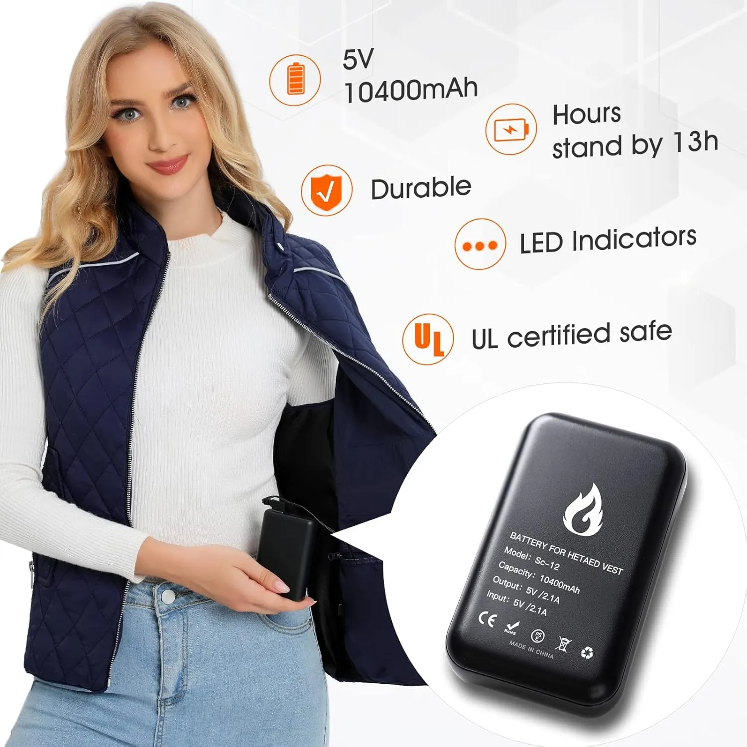 Heated Vest Women Rechargeable with Battery Pack included Slim fit Electric heated coatWomens Heated Vests