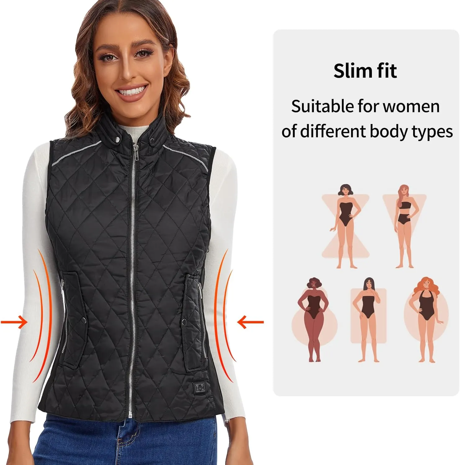 Heated Vest Women Rechargeable with Battery Pack included Slim fit Electric heated coatWomens Heated Vests