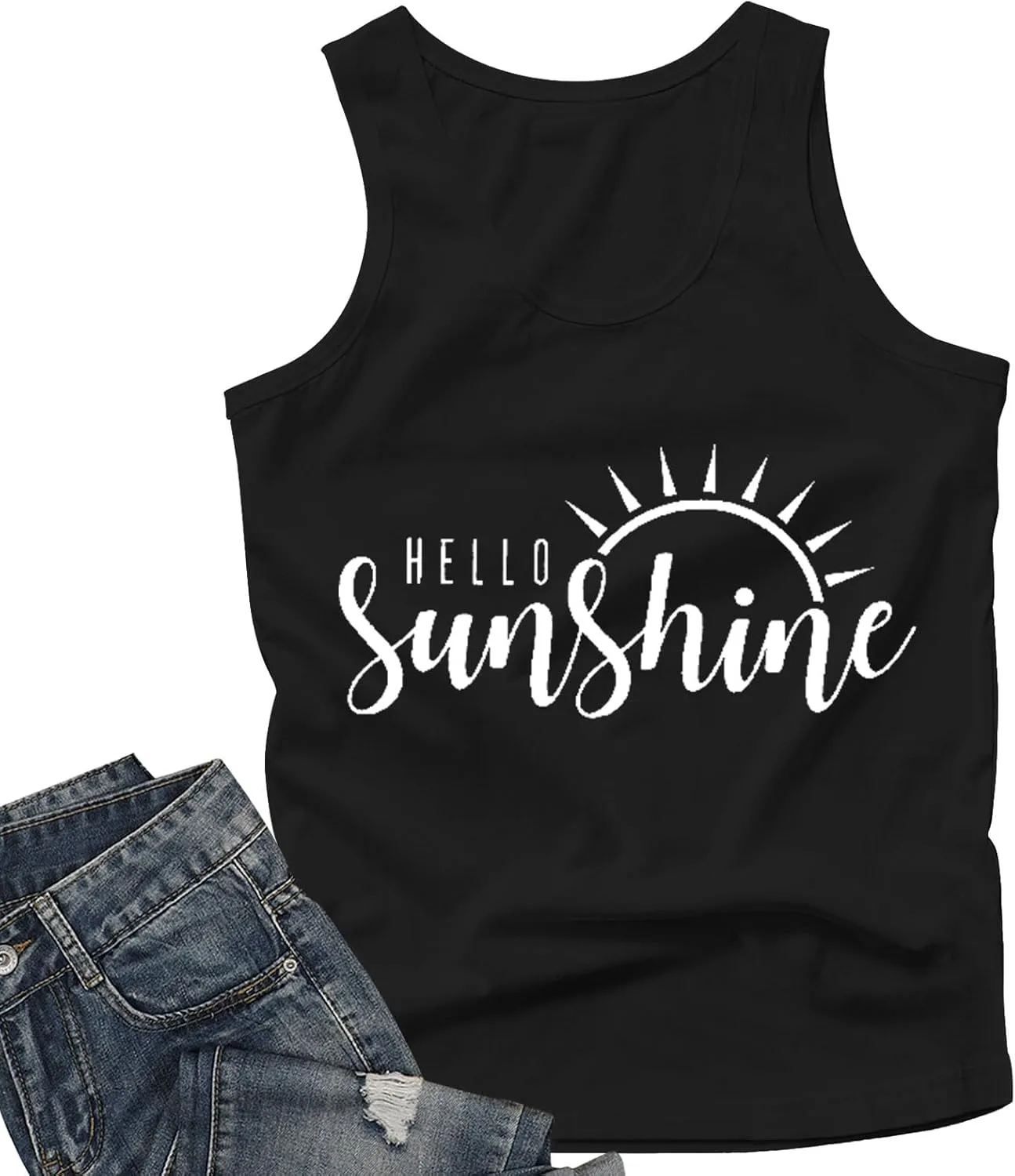 Here Comes The Sun Shirts Womens Sunshine Coffee Graphic Tank Top Sleeveless Tee