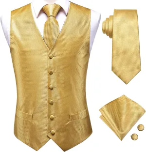 Hi-Tie Silk Mens Suit Vest and Tie Set Paisley Floral Jacquard Formal Dress Waistcoat For Tuxedo Wedding Party Business