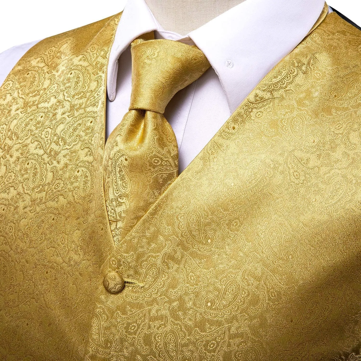 Hi-Tie Silk Mens Suit Vest and Tie Set Paisley Floral Jacquard Formal Dress Waistcoat For Tuxedo Wedding Party Business