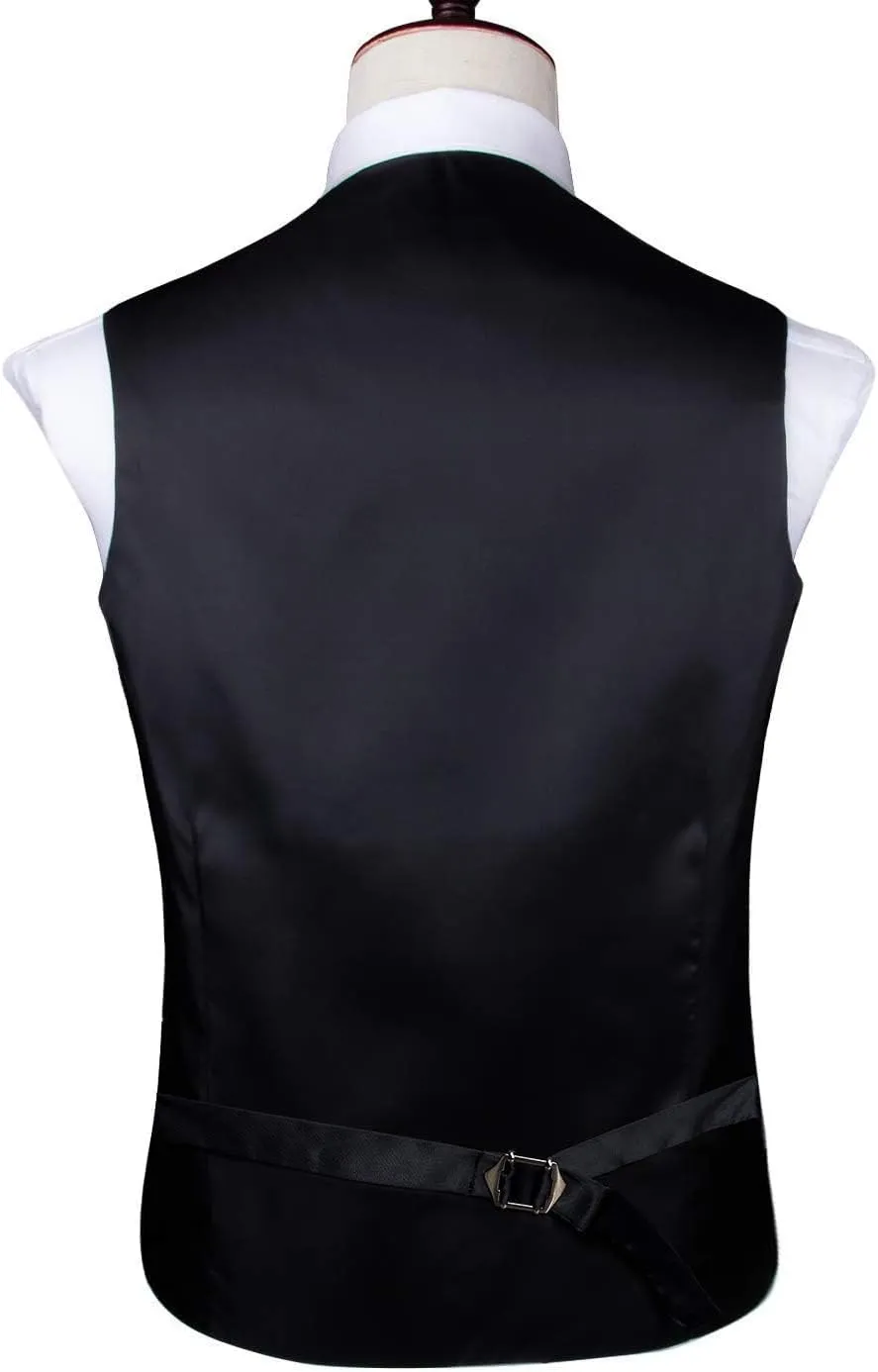 Hi-Tie Silk Mens Suit Vest and Tie Set Paisley Floral Jacquard Formal Dress Waistcoat For Tuxedo Wedding Party Business