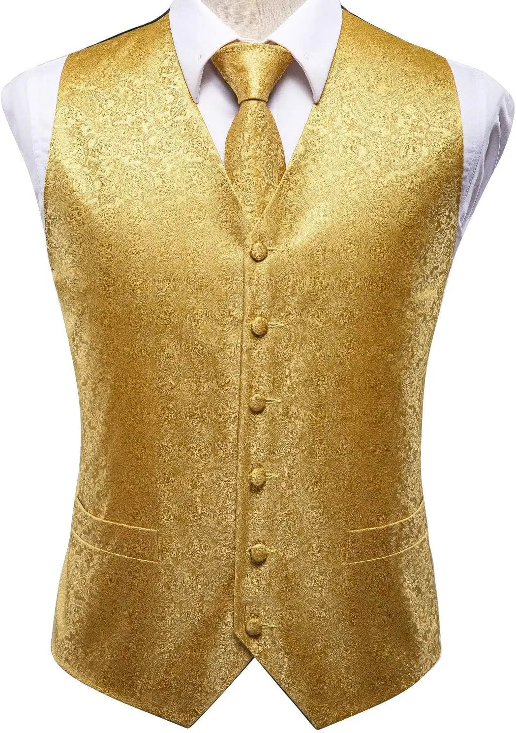 Hi-Tie Silk Mens Suit Vest and Tie Set Paisley Floral Jacquard Formal Dress Waistcoat For Tuxedo Wedding Party Business