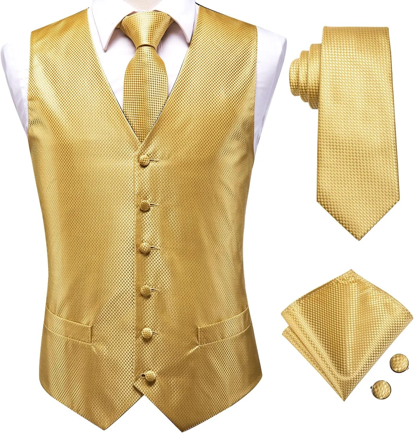 Hi-Tie Silk Mens Suit Vest and Tie Set Paisley Floral Jacquard Formal Dress Waistcoat For Tuxedo Wedding Party Business