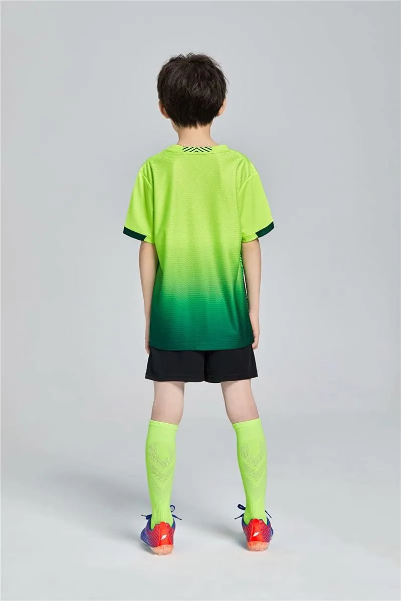Hiheart Boys Quick Dry Short Sleeve T-shirt and Mesh Shorts Soccer Set