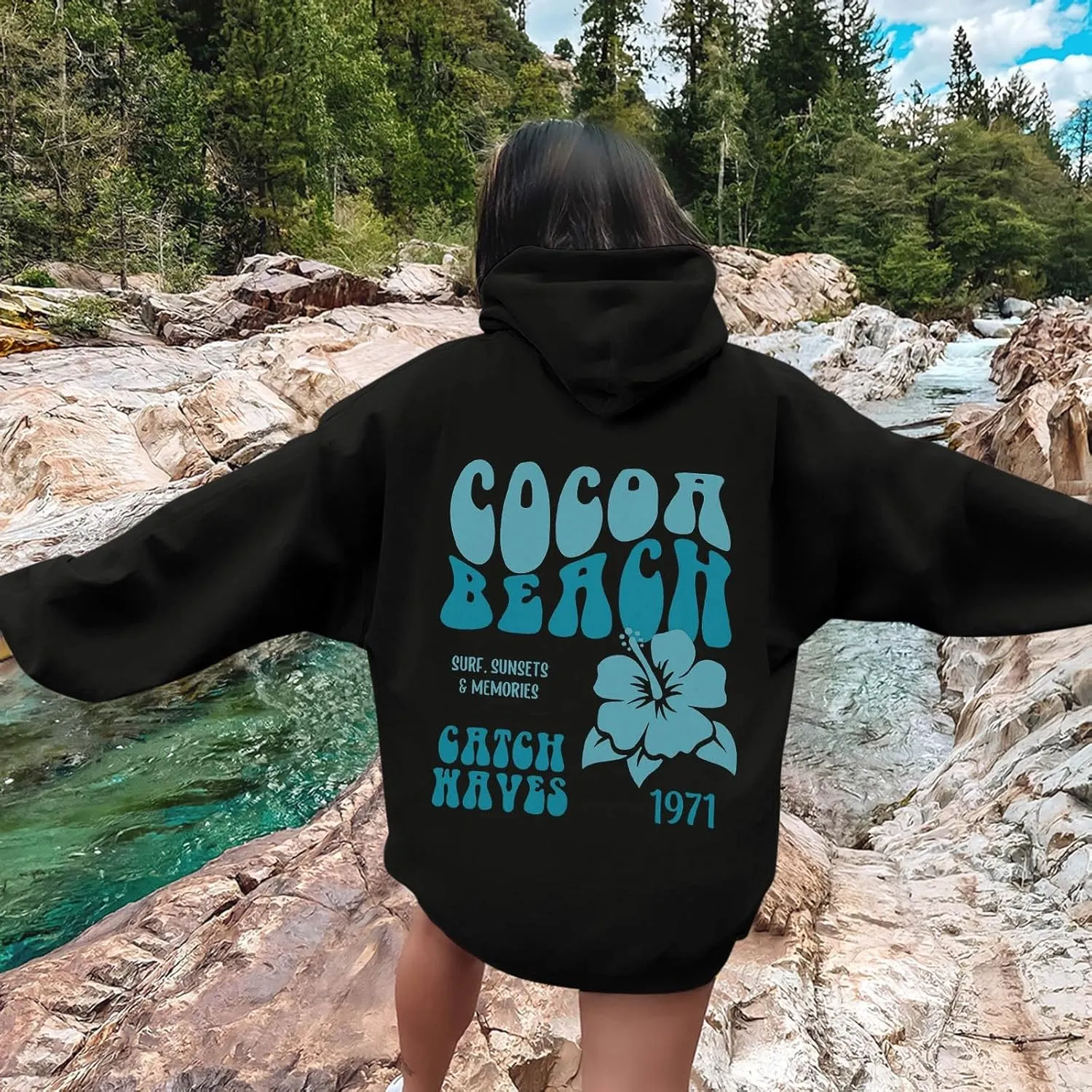 Hoodies for Teen Girls Graphic Letter Print Drawstring Hoodies Sweatshirts 2024 Fall Y2k Loose-Fit Cute Sweatshirts