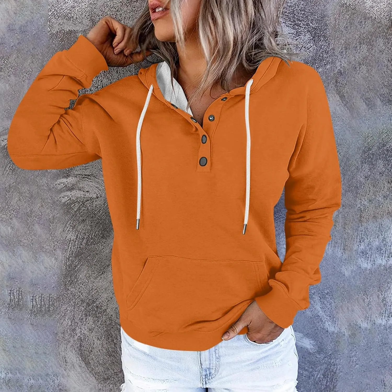 Hoodies for Women Trendy Graphic Hoodie Y2K Long Sleeve Pullover Fall Fashion 2024 Button Down Drawstring Sweatshirt