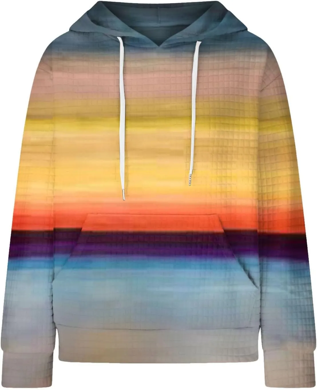 Hoodies for Women Waffle Knit Tops for Women Oversized Waffle Knit Shirt Hoodies for Women with Pocket Fall Sweatshirt 2024