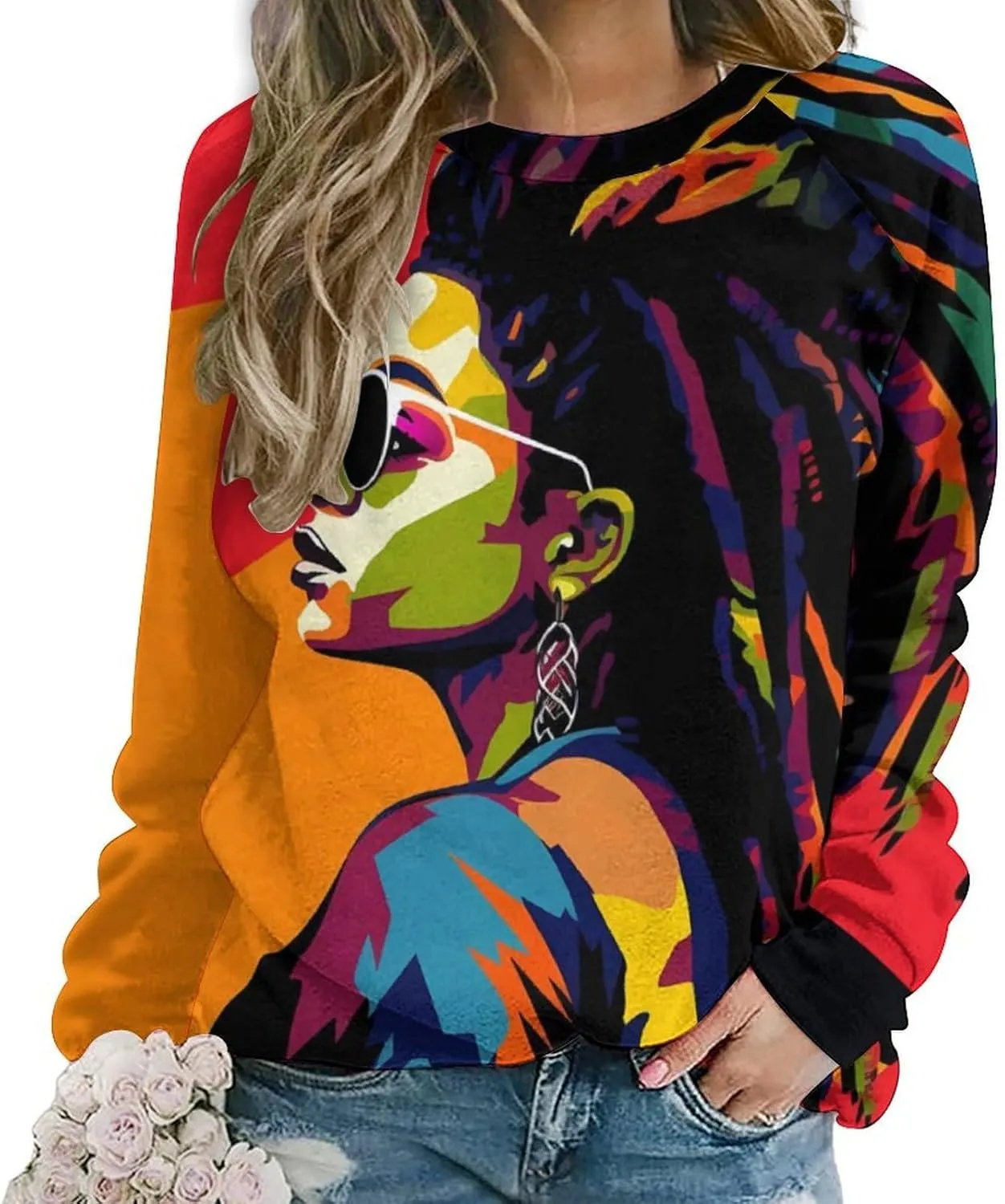 HOTYD Women Aztec Sweatshirt Casaul Fall Long Sleeve Crewneck Cowgirl Shirts Vintage Bull Graphic Pullover Western Tops