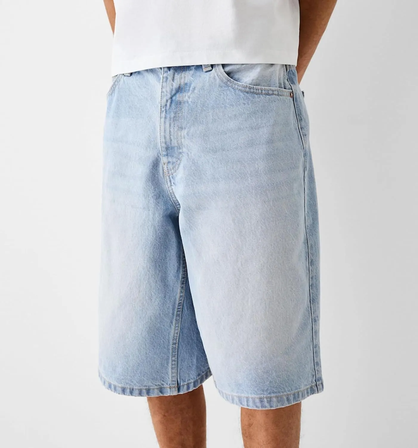 Hulpvktsgiq Baggy Jean Shorts for Men Casual Loose Fit Hip Hop Skateboard Denim Shorts