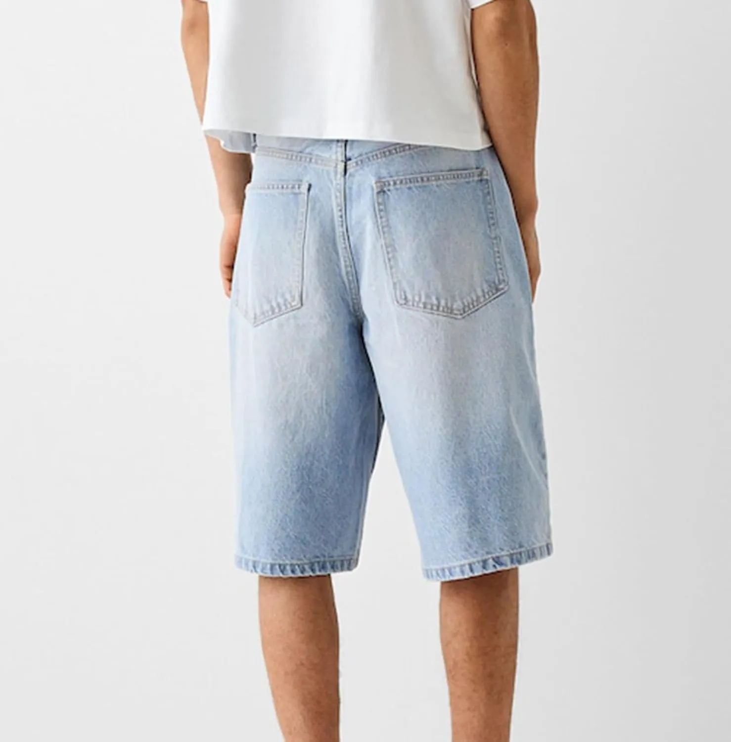 Hulpvktsgiq Baggy Jean Shorts for Men Casual Loose Fit Hip Hop Skateboard Denim Shorts