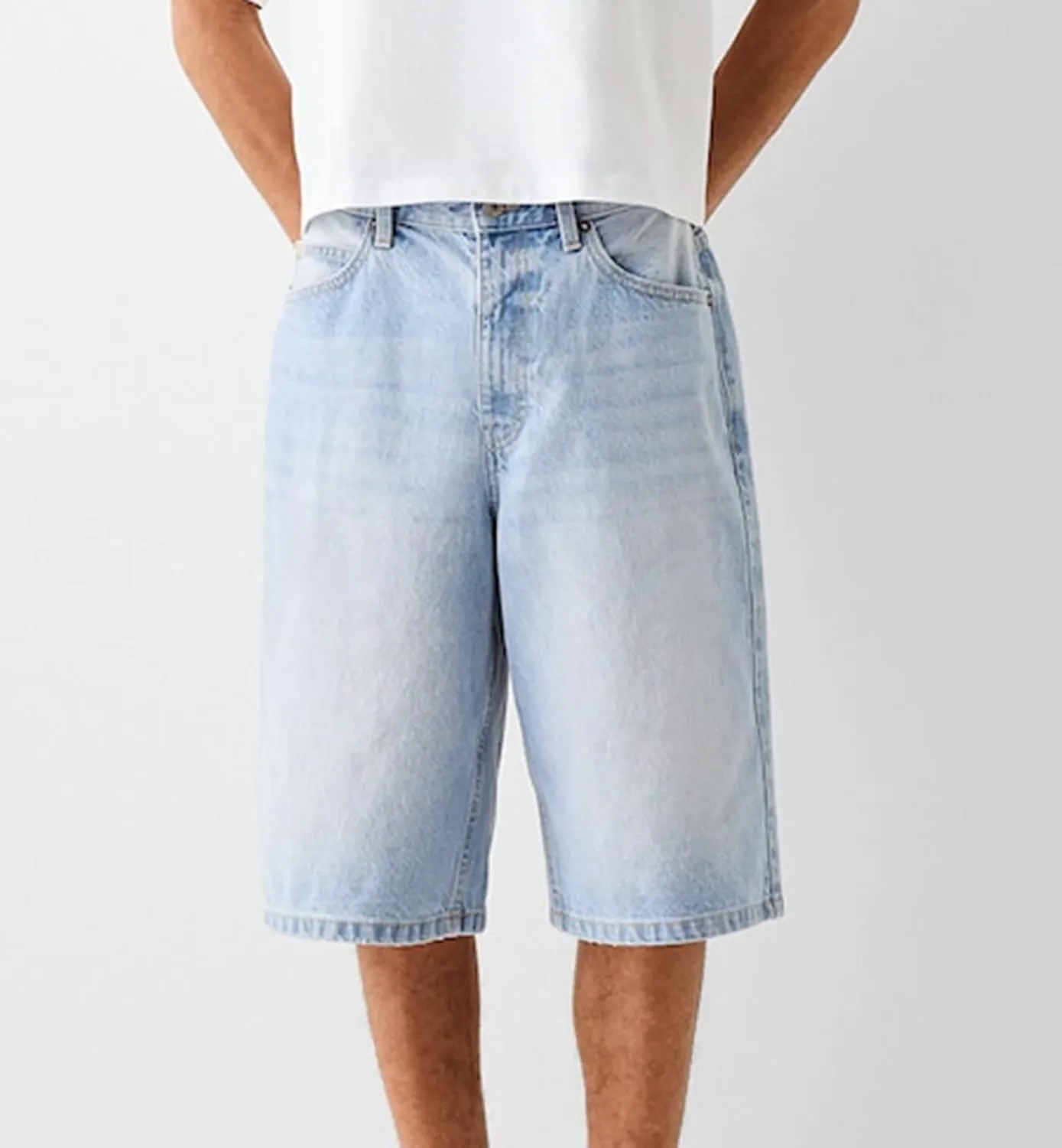 Hulpvktsgiq Baggy Jean Shorts for Men Casual Loose Fit Hip Hop Skateboard Denim Shorts