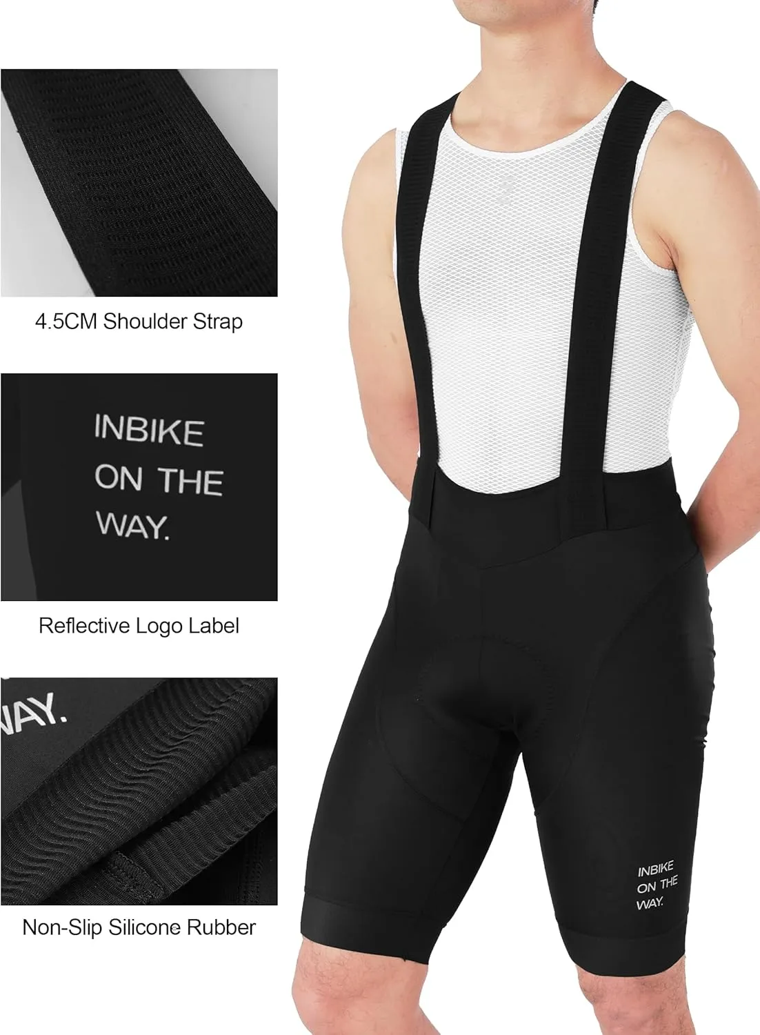 INBIKE Men's Cycling Bib Shorts 3D Padded, Long Riding Pad, Cycling Bibs, Bike Bib Shorts