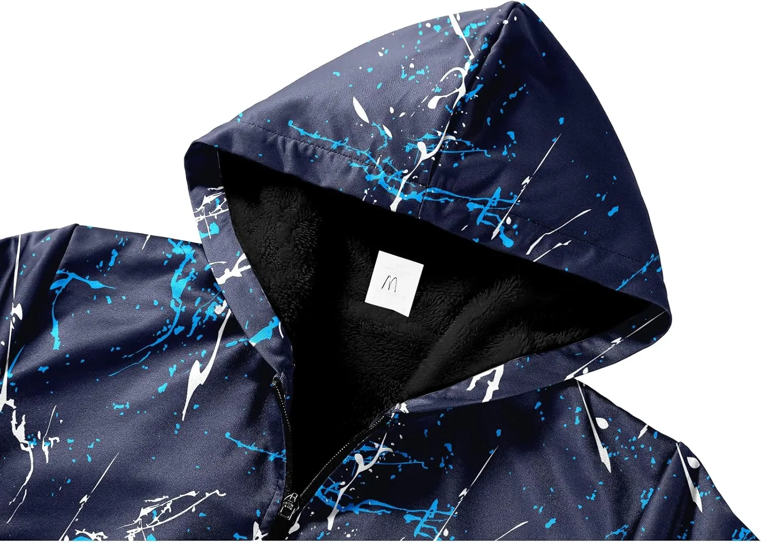 JACKETOWN Kids Fleece Jacket 3D Printed Star Hooded Sweatshirt Full Zipp Up Boys Sherpa Lined Winter Coat 6-15 Years