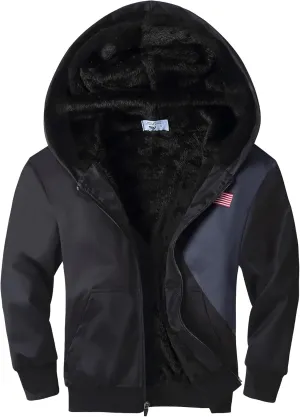 JACKETOWN Kids Fleece Jacket 3D Printed Star Hooded Sweatshirt Full Zipp Up Boys Sherpa Lined Winter Coat 6-15 Years