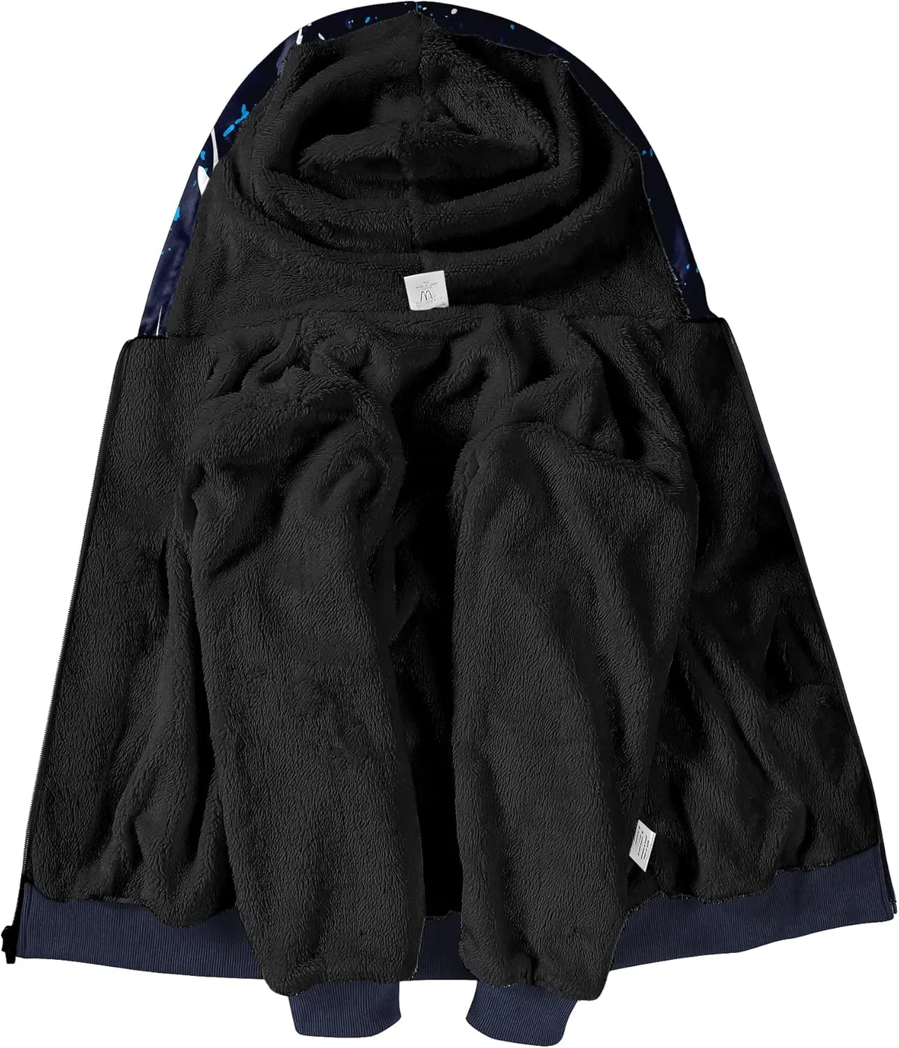 JACKETOWN Kids Fleece Jacket 3D Printed Star Hooded Sweatshirt Full Zipp Up Boys Sherpa Lined Winter Coat 6-15 Years
