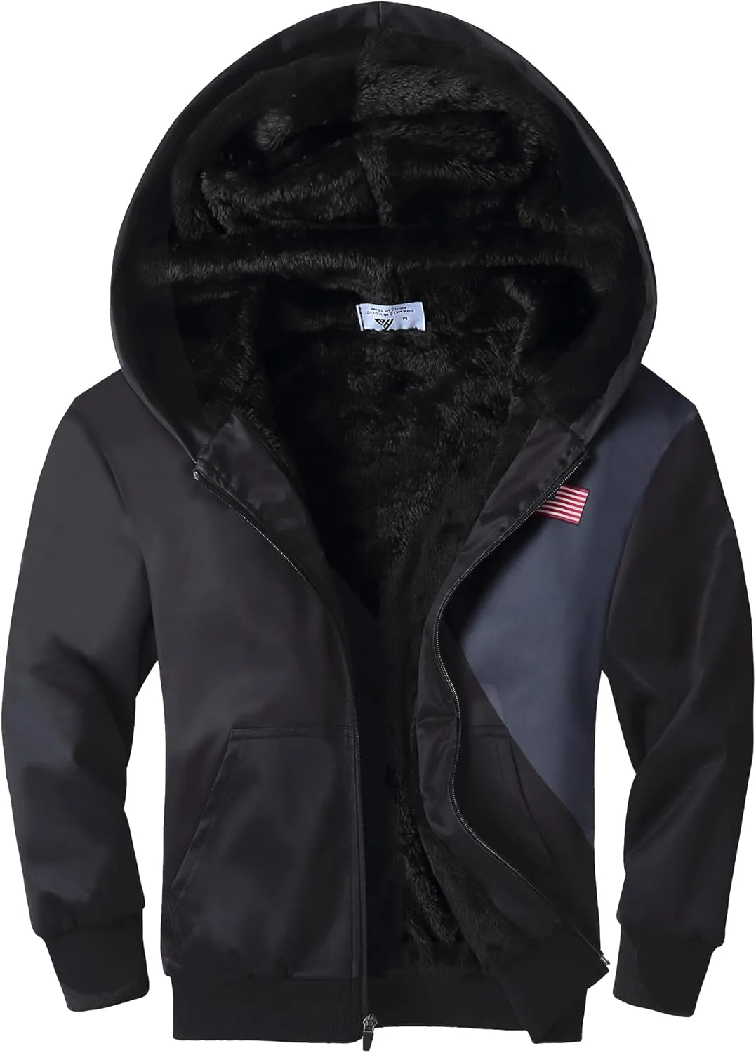 JACKETOWN Kids Fleece Jacket 3D Printed Star Hooded Sweatshirt Full Zipp Up Boys Sherpa Lined Winter Coat 6-15 Years