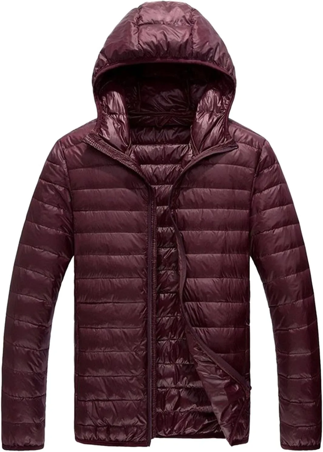Jackets for Men,Men's Fashion Business Solid Color Warm Fleece Hooded Outdoor Full Zipper Casual Jacket Coats