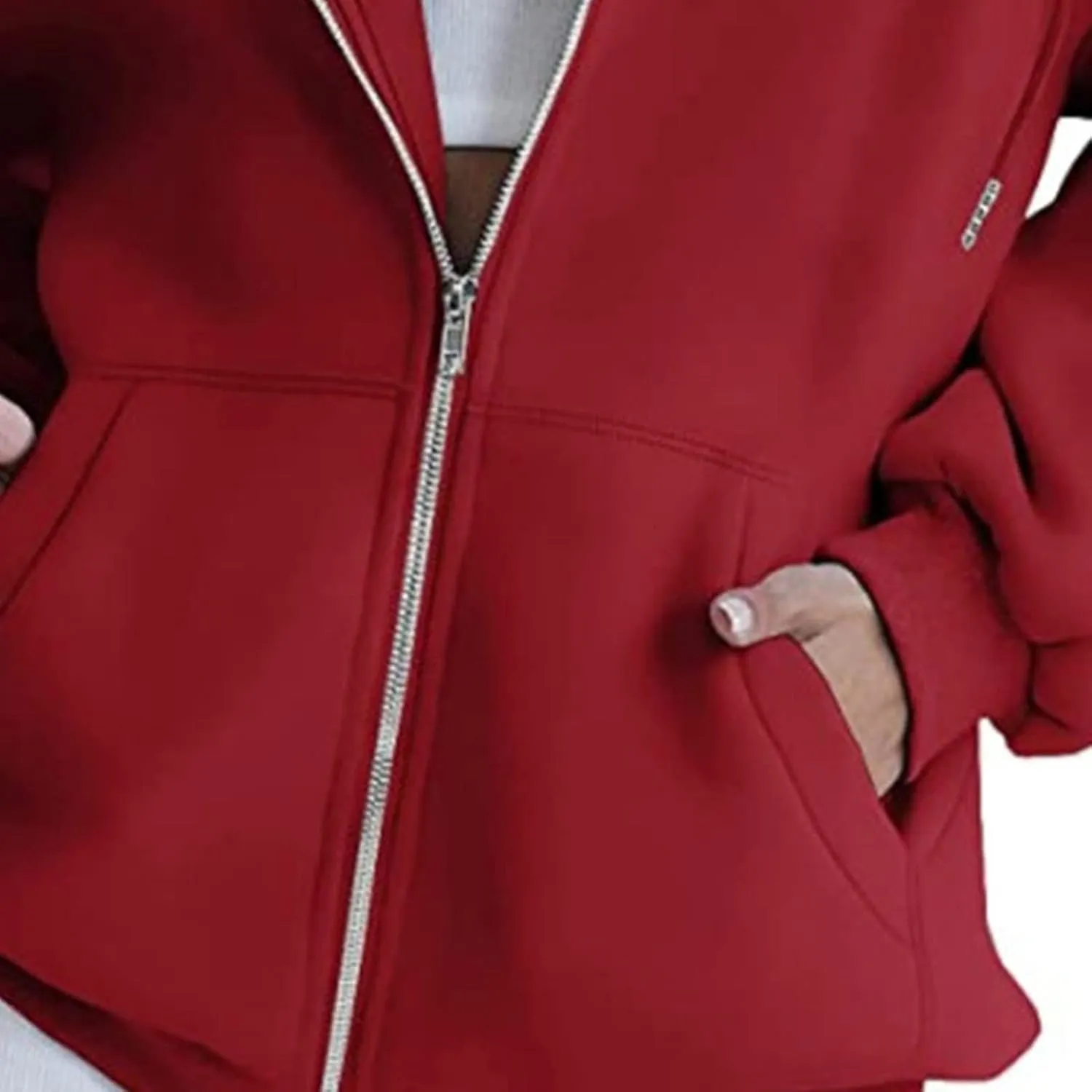 JEsilunmaMY Women's Cute Oversized Hoodies Zip Long Sleeve Drawstring Sweatshirts with Pocket Casual Loose Fall Sportwear