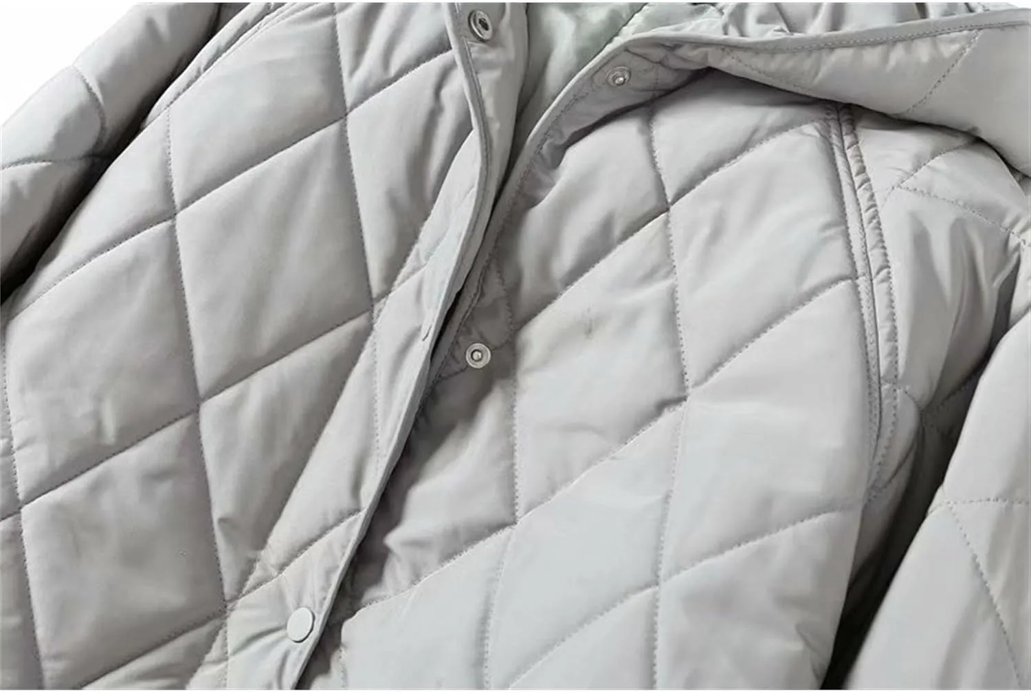 JEsilunmaMY Women's Hooded Long Quilted Jacket Button Down Loose Insulated Puffer Jackets Warm Padded Down Winter Coats
