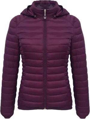 JEsilunmaMY Women's Packable Removable Hood Puffer Jacket Full-Zip Slim Short Down Jacket Insulated Quilted Warm Winter Coat
