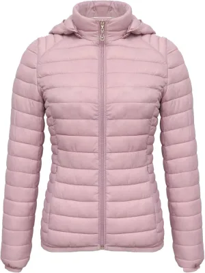JEsilunmaMY Women's Packable Removable Hood Puffer Jacket Full-Zip Slim Short Down Jacket Insulated Quilted Warm Winter Coat