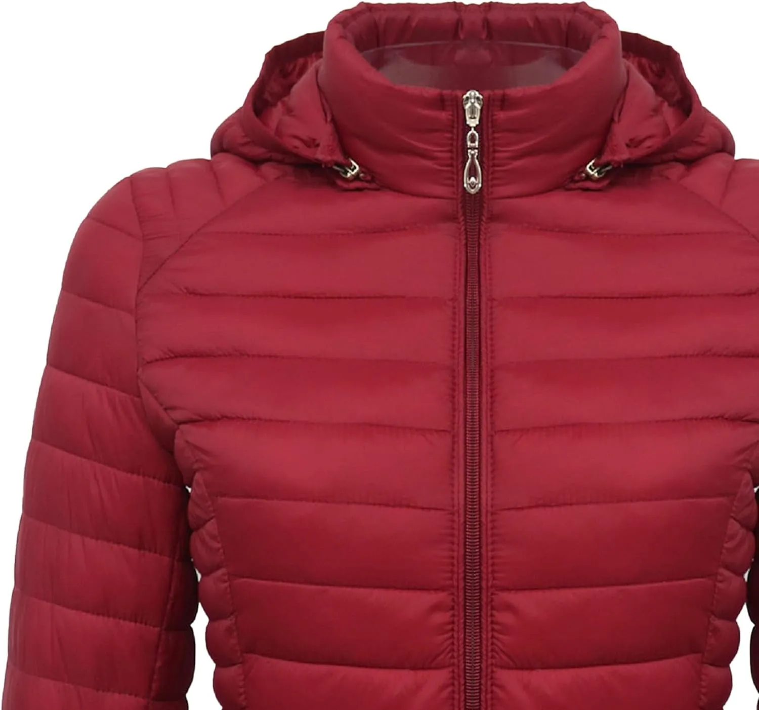 JEsilunmaMY Women's Packable Removable Hood Puffer Jacket Full-Zip Slim Short Down Jacket Insulated Quilted Warm Winter Coat